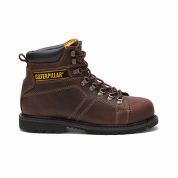 Caterpillar Silverton Steel Toe Work Férfi 6 Inch Bakancs Sötét Barna, HU-Q052